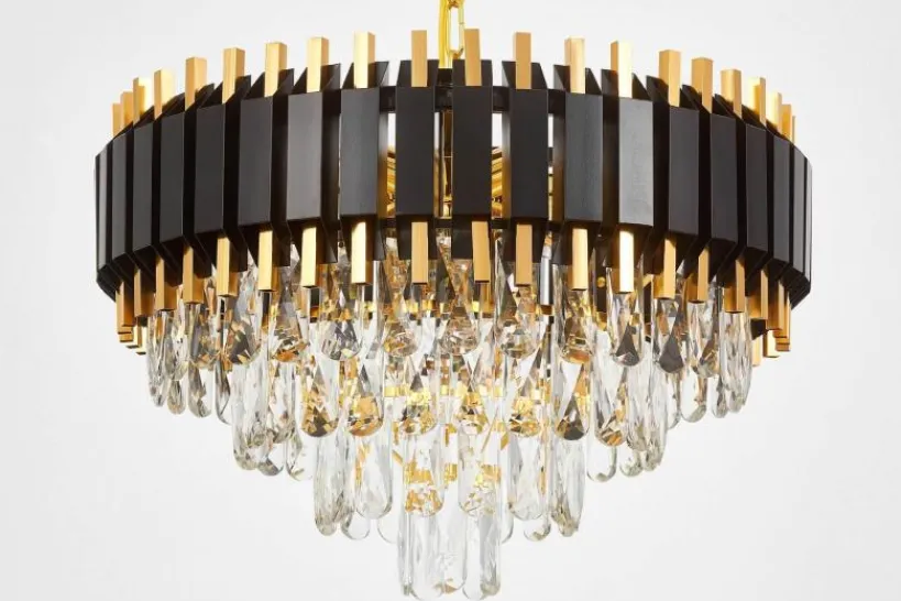 Arrediorg LAMPADARIO CLASSICO IN CRISTALLO E ORO RIVO D50