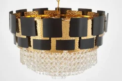 Arrediorg LAMPADARIO CLASSICO IN CRISTALLO NERO E MOLINA D60