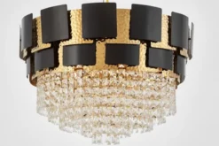 Arrediorg LAMPADARIO CLASSICO IN CRISTALLO NERO E MOLINA D60