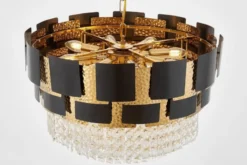 Arrediorg LAMPADARIO CLASSICO IN CRISTALLO NERO E MOLINA D60