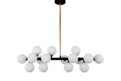 Arrediorg Lampadario con ramo 16 sfere in vetro Nero oro caldo PETRICA W16