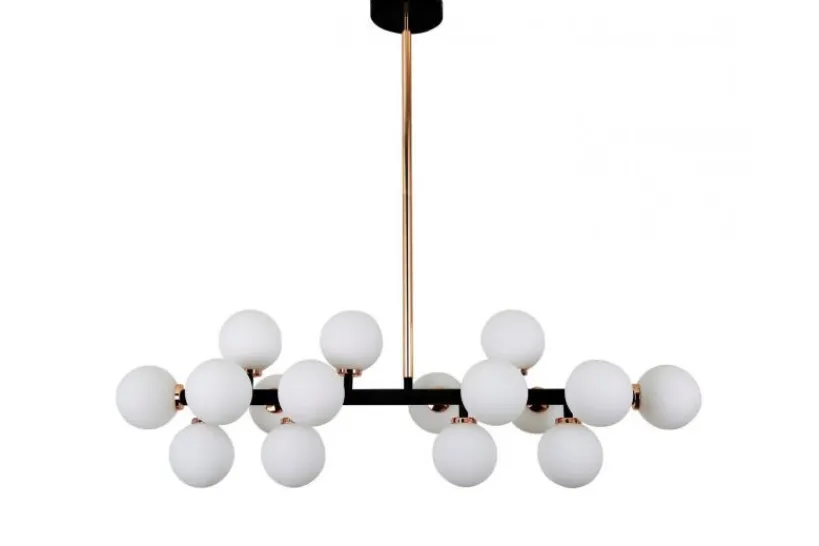 Arrediorg Lampadario con ramo 16 sfere in vetro Nero oro caldo PETRICA W16