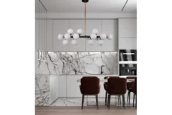Arrediorg Lampadario con ramo 16 sfere in vetro Nero oro caldo PETRICA W16