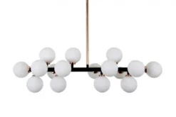 Arrediorg Lampadario con ramo 16 sfere in vetro Nero oro caldo PETRICA W16