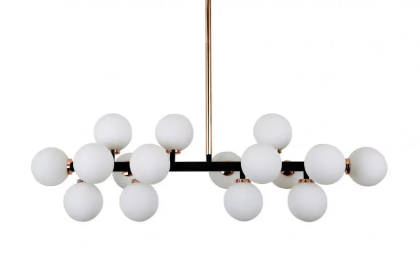 Arrediorg Lampadario con ramo 16 sfere in vetro Nero oro caldo PETRICA W16