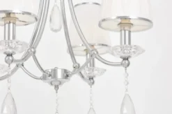 Arrediorg Lampadario cromato con cristalli e paralumi in vetro DOMINNI W4