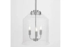 Arrediorg Lampadario cromato moderno con paralume in vetro a bollicine RALTON W3