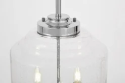 Arrediorg Lampadario cromato moderno con paralume in vetro a bollicine RALTON W3