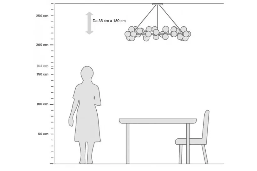 Arrediorg Lampadario di design moderno 40 luci MARSIADA W40 Ottone