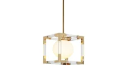 Arrediorg Lampadario di design moderno a sfera in gabbia oro BOSCO W1