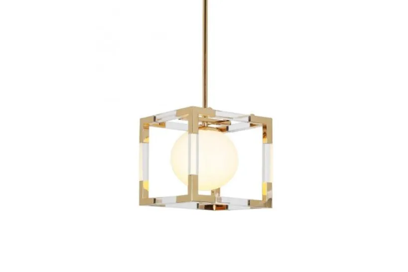 Arrediorg Lampadario di design moderno a sfera in gabbia oro BOSCO W1