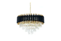 Arrediorg Lampadario di design post moderno di cristallo e metallo oro MAZINI D50