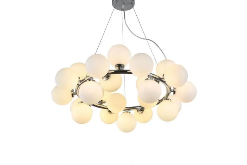 Arrediorg Lampadario 25 luci a sfere in vetro MARSIADA W25 Cromo