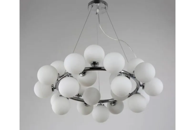 Arrediorg Lampadario 25 luci a sfere in vetro MARSIADA W25 Cromo