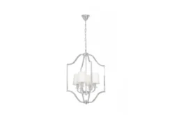 Arrediorg Lampadario moderno bianco e cromato con cristalli ORLANDO W4