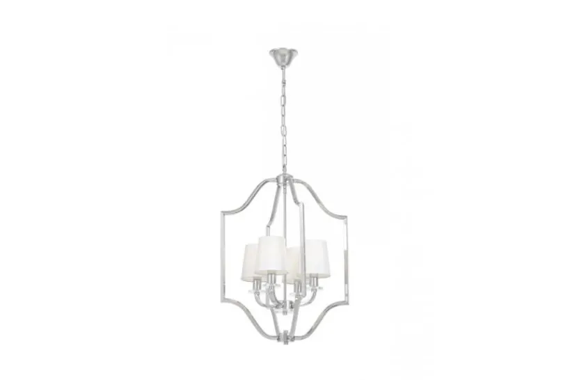 Arrediorg Lampadario moderno bianco e cromato con cristalli ORLANDO W4