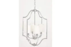 Arrediorg Lampadario moderno bianco e cromato con cristalli ORLANDO W4