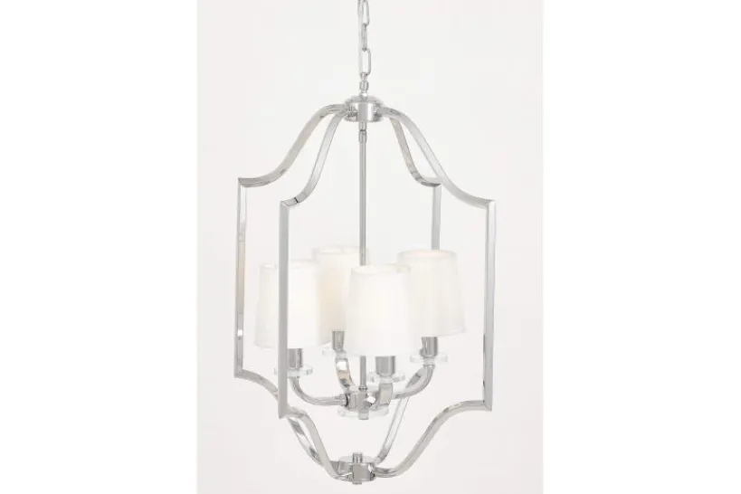 Arrediorg Lampadario moderno bianco e cromato con cristalli ORLANDO W4