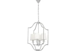 Arrediorg Lampadario moderno bianco e cromato con cristalli ORLANDO W4