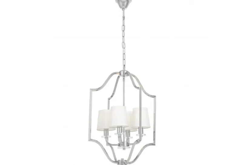 Arrediorg Lampadario moderno bianco e cromato con cristalli ORLANDO W4