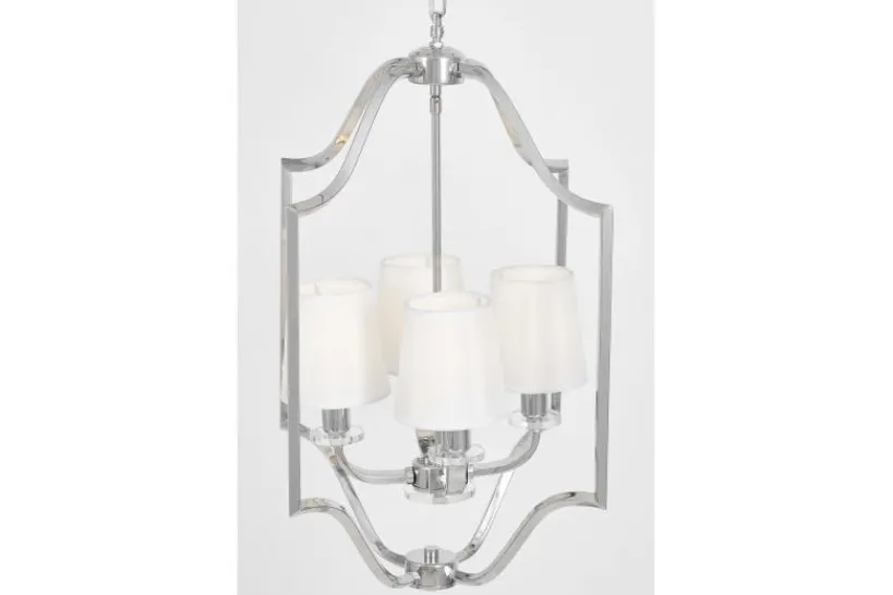 Arrediorg Lampadario moderno bianco e cromato con cristalli ORLANDO W4