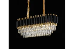 Arrediorg Lampadario moderno cristalli ellittico e oro MAZINI PRO