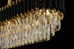 Arrediorg Lampadario moderno cristalli ellittico e oro MAZINI PRO