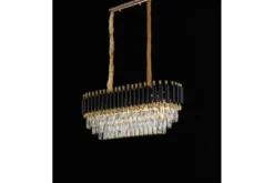 Arrediorg Lampadario moderno cristalli ellittico e oro MAZINI PRO