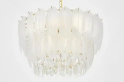 Arrediorg LAMPADARIO MODERNO IN CRISTALLO E ORO CAVALINI D50