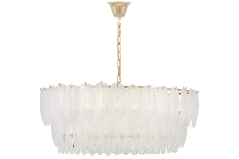 Arrediorg LAMPADARIO MODERNO IN CRISTALLO E ORO CAVALINI D80
