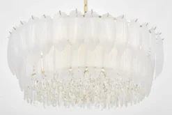 Arrediorg LAMPADARIO MODERNO IN CRISTALLO E ORO CAVALINI D80