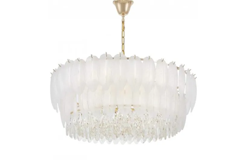 Arrediorg LAMPADARIO MODERNO IN CRISTALLO E ORO CAVALINI D80