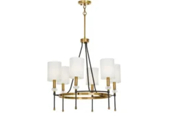 Arrediorg LAMPADARIO MODERNO IN CRISTALLO E OTTONE RODEZIO W6