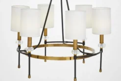 Arrediorg LAMPADARIO MODERNO IN CRISTALLO E OTTONE RODEZIO W6