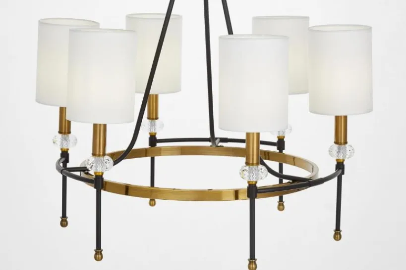 Arrediorg LAMPADARIO MODERNO IN CRISTALLO E OTTONE RODEZIO W6