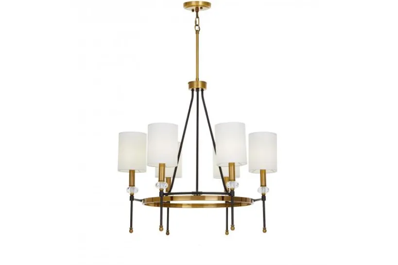 Arrediorg LAMPADARIO MODERNO IN CRISTALLO E OTTONE RODEZIO W6
