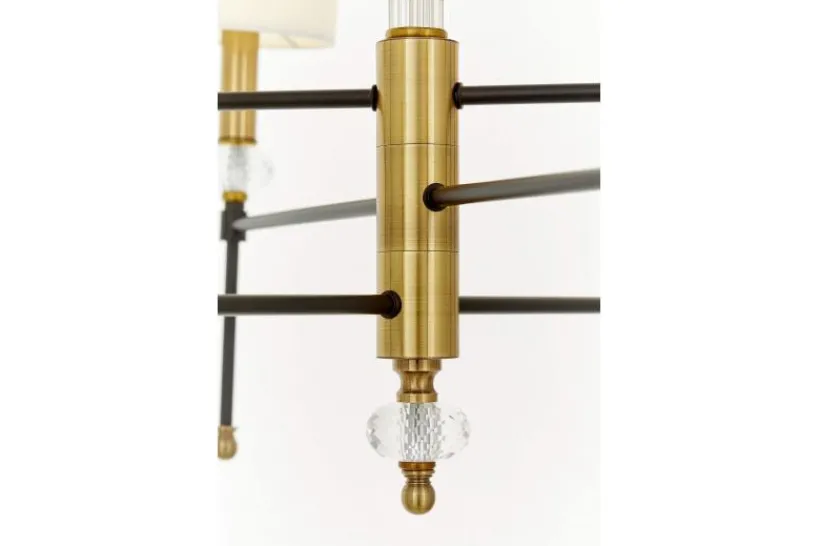 Arrediorg LAMPADARIO MODERNO IN CRISTALLO E OTTONE RODEZIO W6