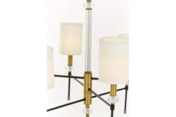 Arrediorg LAMPADARIO MODERNO IN CRISTALLO E OTTONE RODEZIO W6
