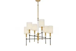 Arrediorg LAMPADARIO MODERNO IN CRISTALLO E OTTONE RODEZIO W6