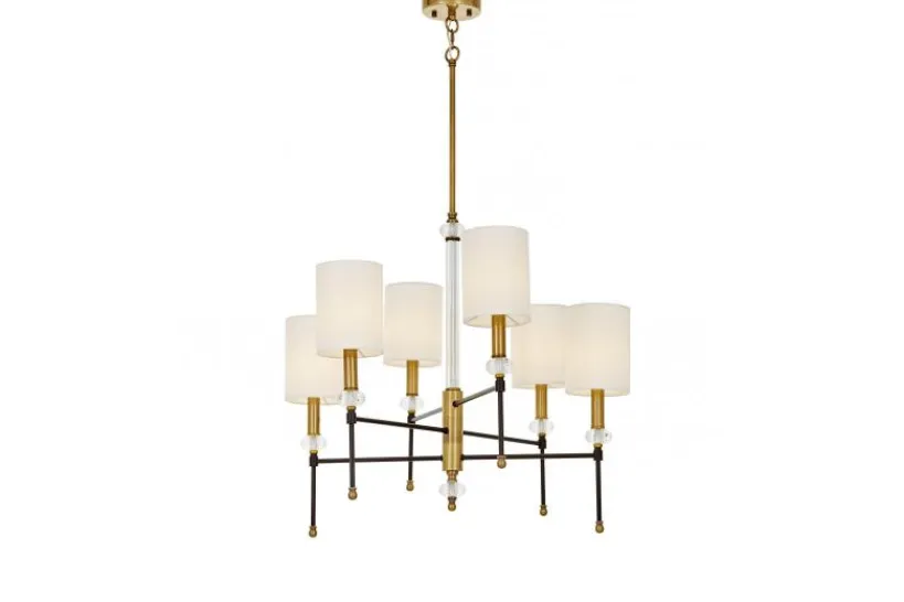 Arrediorg LAMPADARIO MODERNO IN CRISTALLO E OTTONE RODEZIO W6