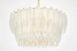 Arrediorg LAMPADARIO MODERNO IN CRISTALLO E ORO CAVALINI D60