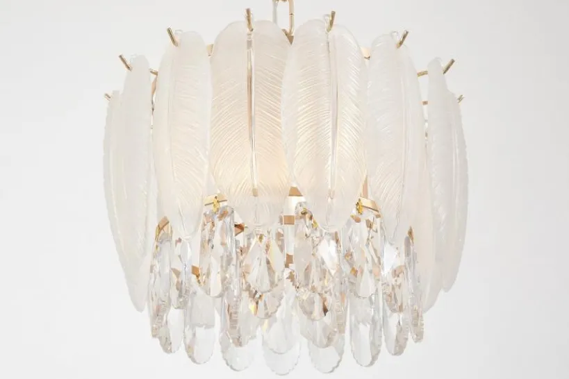 Arrediorg LAMPADARIO MODERNO IN CRISTALLO E ORO CAVALINI D30