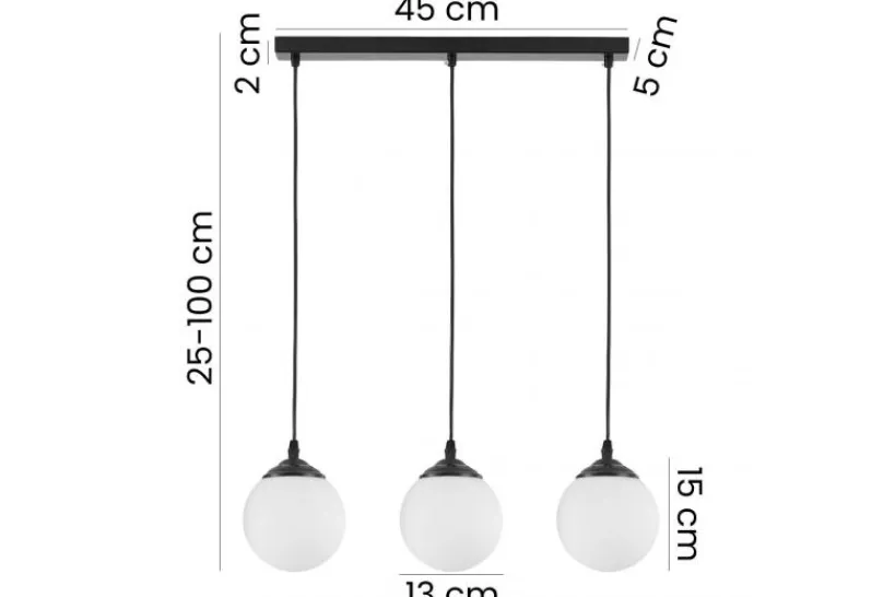Arrediorg Lampadario pendente 3 punti luce a sfera FINO W3