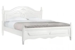 Arrediorg Letto alla francese in legno bianco provenzale bianco 140x200 Princess 886