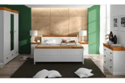 Arrediorg Letto 160x200 con cassetti in legno massello bianco e miele toscano shabby
