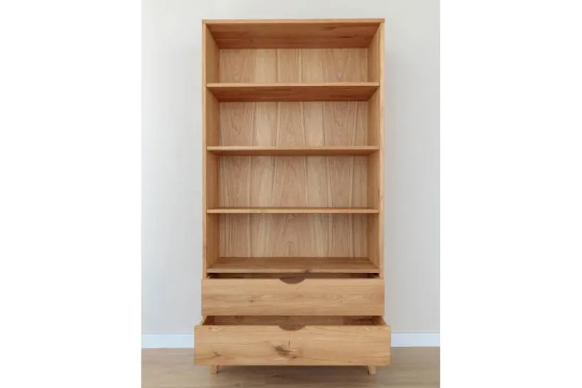 Arrediorg Libreria in legno naturale massello con cassetti