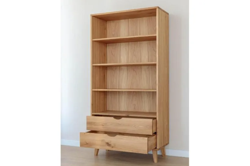Arrediorg Libreria in legno naturale massello con cassetti