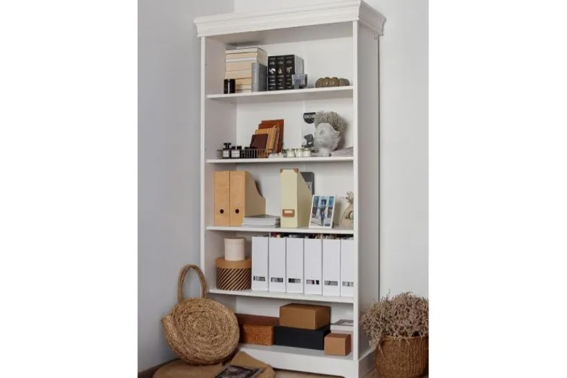 Arrediorg Libreria legno massello bianca stile shabby toscano