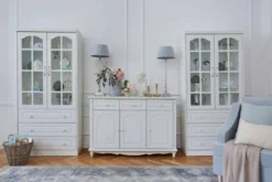 Arrediorg Libreria provenzale in legno con ante in vetro e cassetti Princess 850