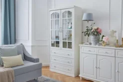 Arrediorg Libreria provenzale in legno con ante in vetro e cassetti Princess 850